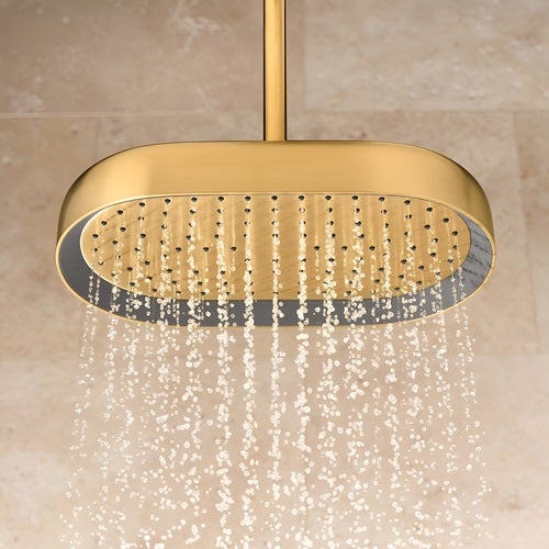 ducha dorada con efecto lluvia para relajarse