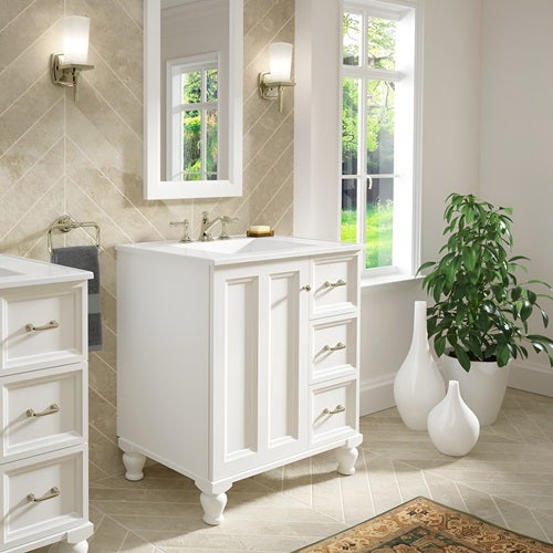 mueble de bano blanco con espejo moderno