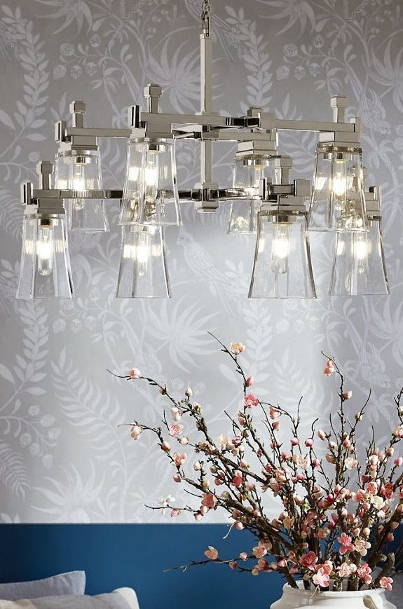elegante lampara tipo candelabro candelabro de cristal y metal con diseño moderno